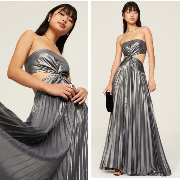 Ramy Brook Destiny Sleek Metallic Liquid Maxi Dress - Picture 1 of 9